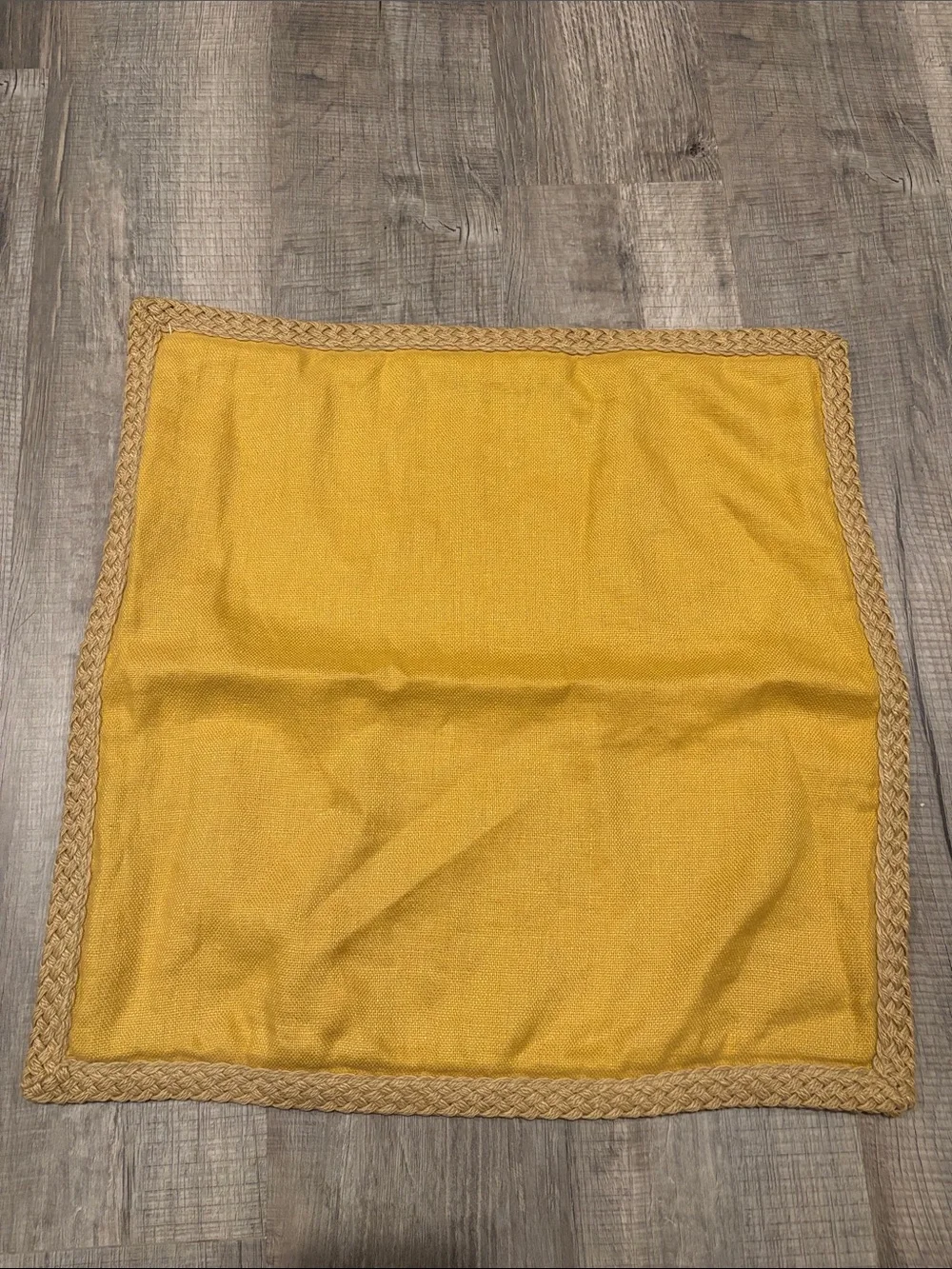 Pottery Barn Golden Yellow Linen Pillow Cover with Braided Edge & Domain cover